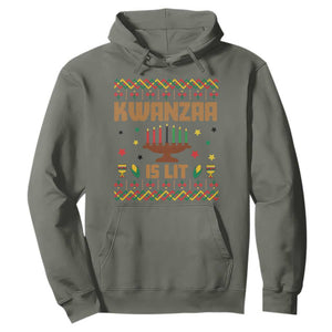 Funny Kwanzaa Is Lit Hoodie Ugly Sweater African Heritage Holiday Gift TS12 Military Green Print Your Wear
