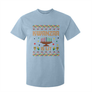 Funny Kwanzaa Is Lit T Shirt For Kid Ugly Sweater African Heritage Holiday Gift TS12 Light Blue Print Your Wear