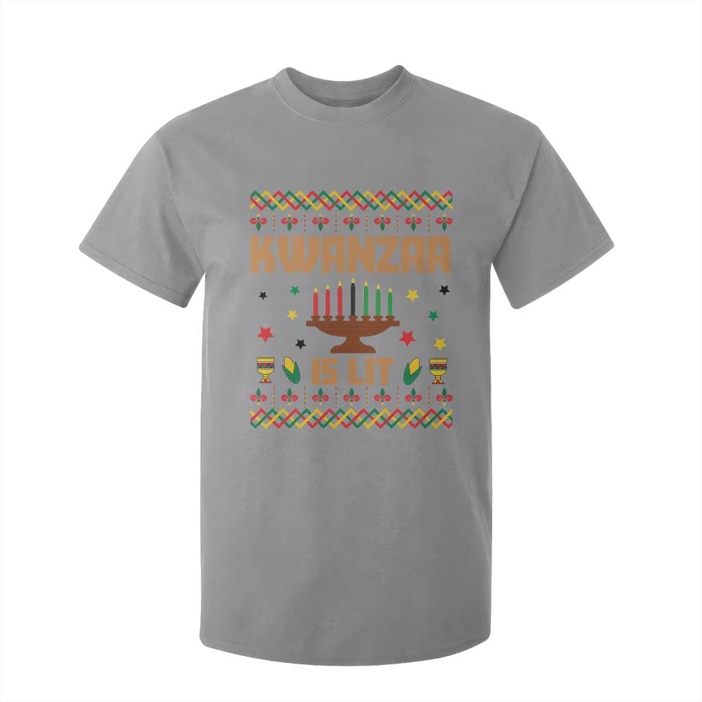 Funny Kwanzaa Is Lit T Shirt For Kid Ugly Sweater African Heritage Holiday Gift TS12 Sport Gray Print Your Wear