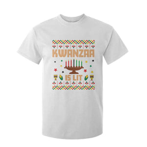 Funny Kwanzaa Is Lit T Shirt For Kid Ugly Sweater African Heritage Holiday Gift TS12 White Print Your Wear