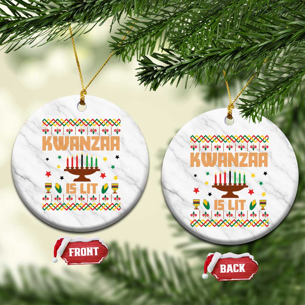Funny Kwanzaa Is Lit Ceramic Ornament Ugly Sweater African Heritage Holiday Gift TS12 1pc White Marble Print Your Wear