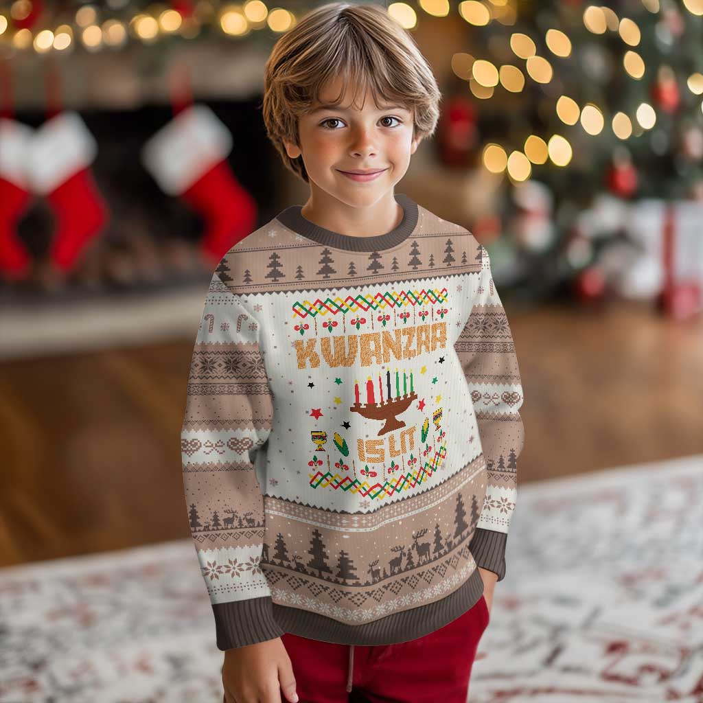 Funny Kwanzaa Is Lit Ugly Christmas Sweater Ugly Sweater African Heritage Holiday Gift TS12 Mocha Mousse Print Your Wear