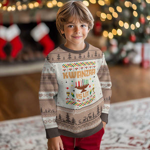 Funny Kwanzaa Is Lit Ugly Christmas Sweater Ugly Sweater African Heritage Holiday Gift TS12 Mocha Mousse Print Your Wear