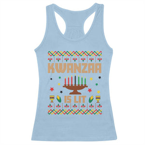 Funny Kwanzaa Is Lit Racerback Tank Top Ugly Sweater African Heritage Holiday Gift TS12 Light Blue Print Your Wear