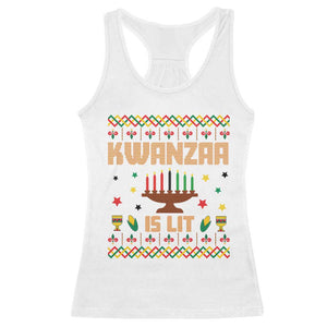 Funny Kwanzaa Is Lit Racerback Tank Top Ugly Sweater African Heritage Holiday Gift TS12 White Print Your Wear
