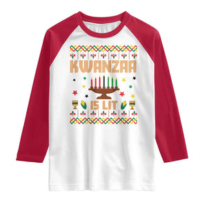Funny Kwanzaa Is Lit Raglan Shirt Ugly Sweater African Heritage Holiday Gift TS12 White Red Print Your Wear