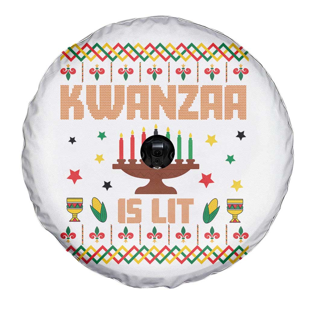 Funny Kwanzaa Is Lit Spare Tire Cover Ugly Sweater African Heritage Holiday Gift TS12 Print Your Wear