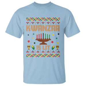 Funny Kwanzaa Is Lit T Shirt Ugly Sweater African Heritage Holiday Gift TS12 Light Blue Print Your Wear