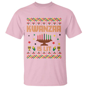 Funny Kwanzaa Is Lit T Shirt Ugly Sweater African Heritage Holiday Gift TS12 Light Pink Print Your Wear