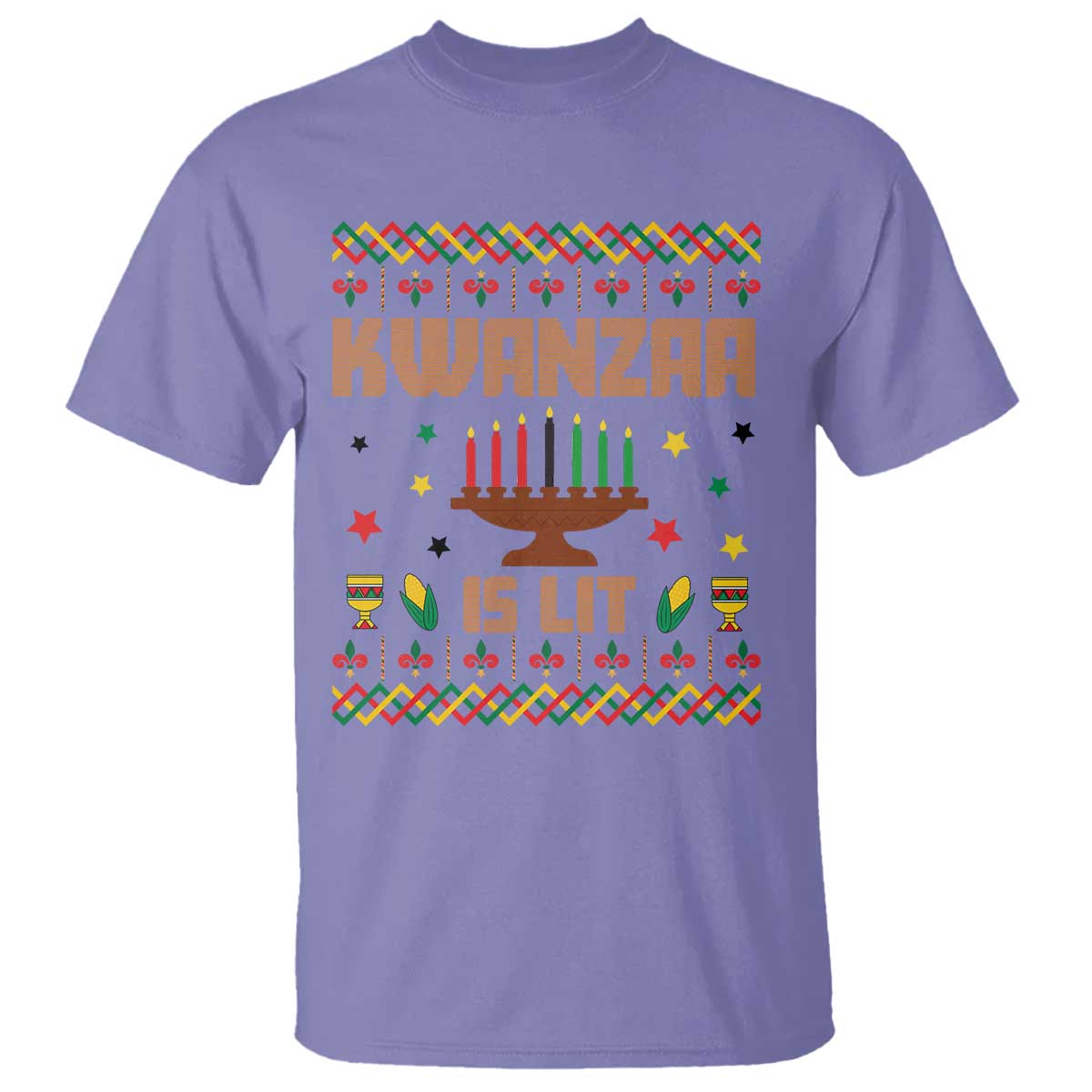 Funny Kwanzaa Is Lit T Shirt Ugly Sweater African Heritage Holiday Gift TS12 Violet Print Your Wear
