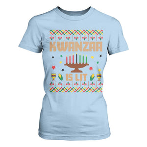Funny Kwanzaa Is Lit T Shirt For Women Ugly Sweater African Heritage Holiday Gift TS12 Light Blue Print Your Wear