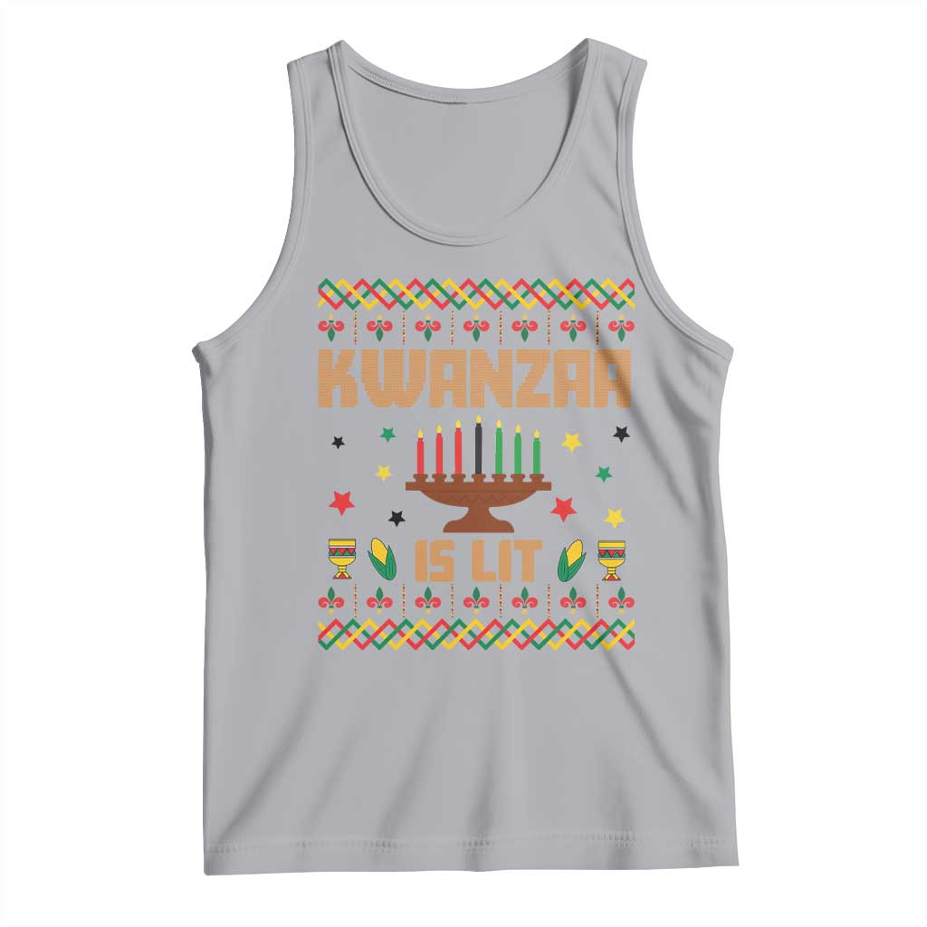 Funny Kwanzaa Is Lit Tank Top Ugly Sweater African Heritage Holiday Gift TS12 Athletic Heather Print Your Wear