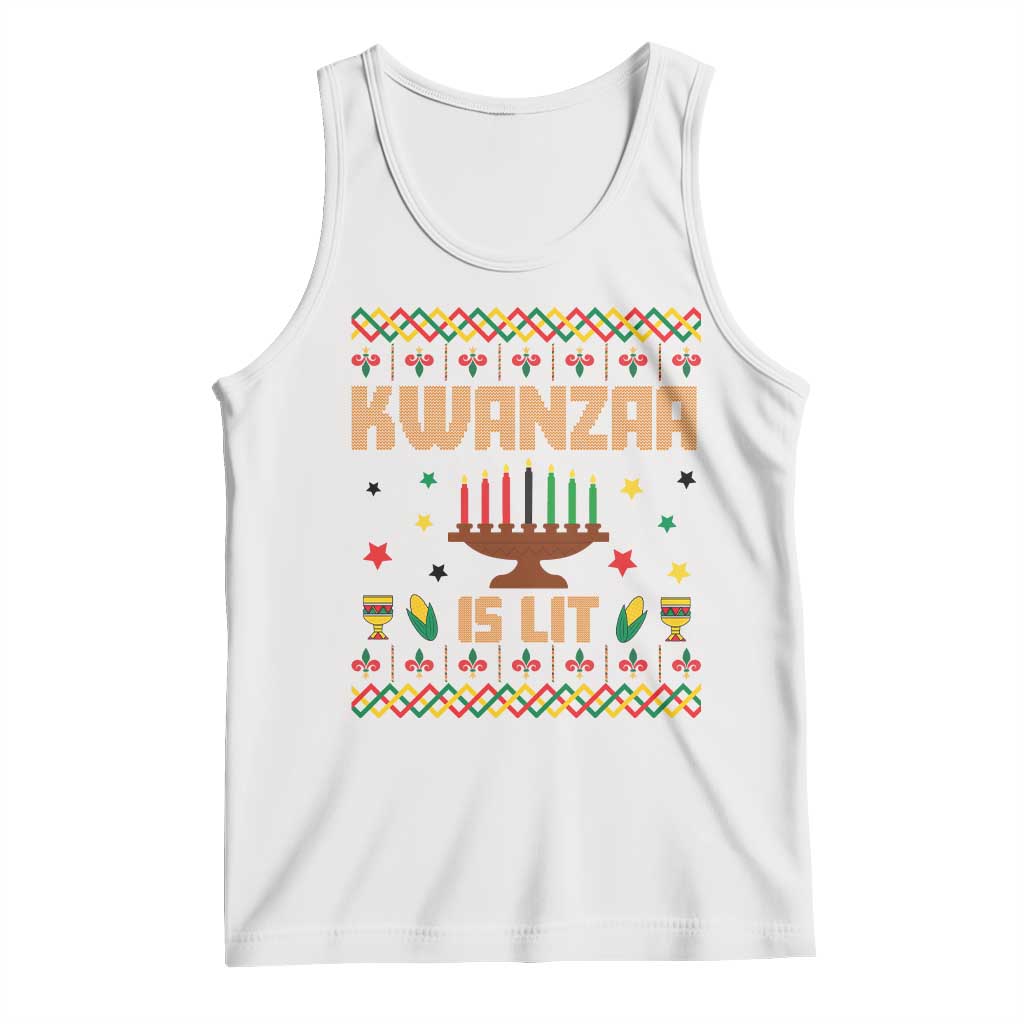 Funny Kwanzaa Is Lit Tank Top Ugly Sweater African Heritage Holiday Gift TS12 White Print Your Wear