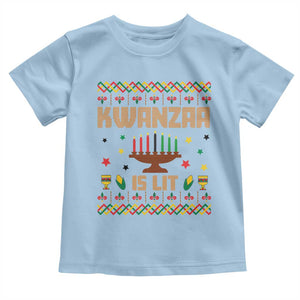 Funny Kwanzaa Is Lit Toddler T Shirt Ugly Sweater African Heritage Holiday Gift TS12 Light Blue Print Your Wear