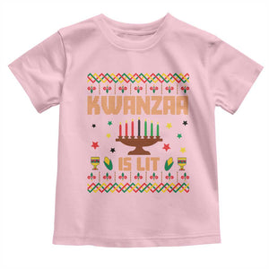 Funny Kwanzaa Is Lit Toddler T Shirt Ugly Sweater African Heritage Holiday Gift TS12 Light Pink Print Your Wear