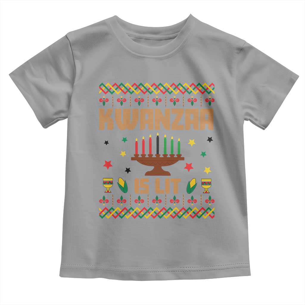 Funny Kwanzaa Is Lit Toddler T Shirt Ugly Sweater African Heritage Holiday Gift TS12 Sport Gray Print Your Wear