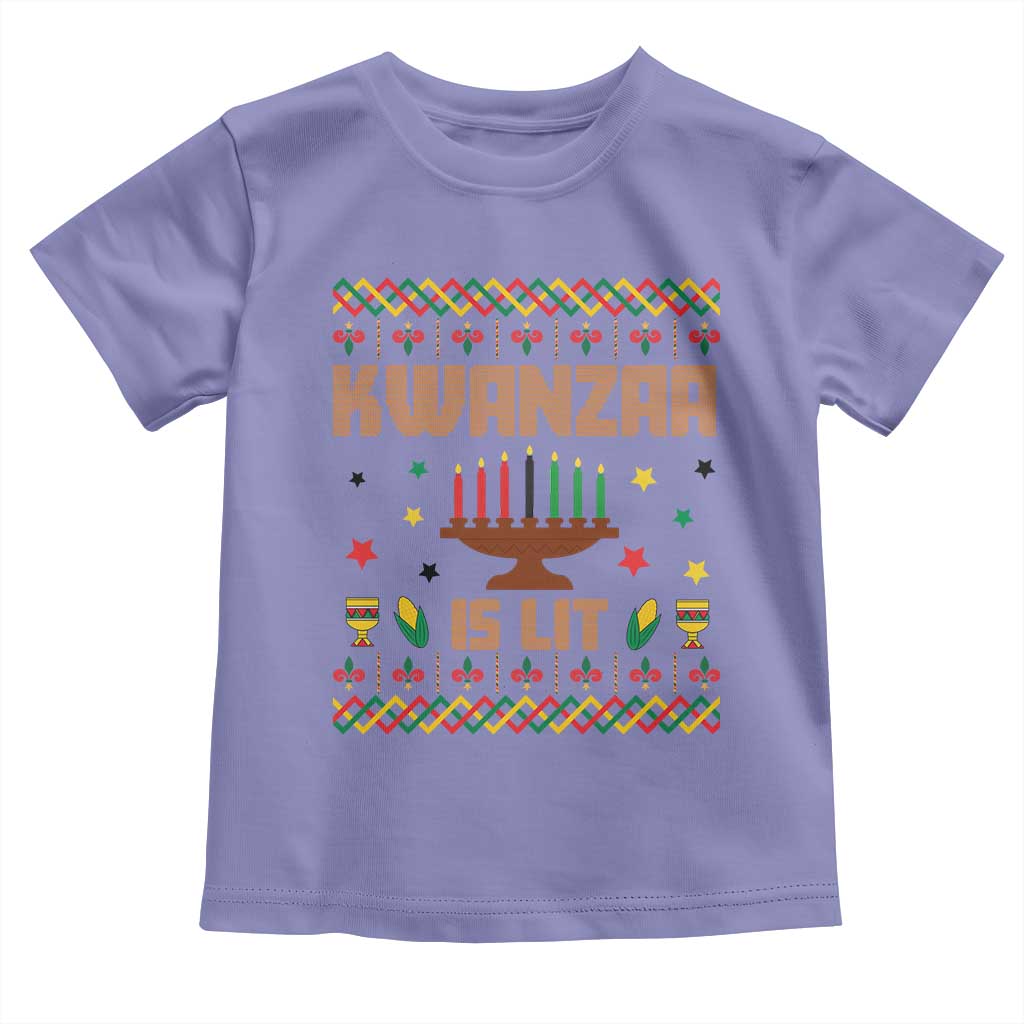 Funny Kwanzaa Is Lit Toddler T Shirt Ugly Sweater African Heritage Holiday Gift TS12 Violet Print Your Wear