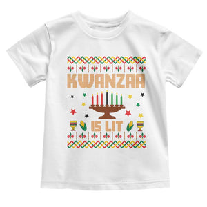 Funny Kwanzaa Is Lit Toddler T Shirt Ugly Sweater African Heritage Holiday Gift TS12 White Print Your Wear