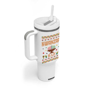 Funny Kwanzaa Is Lit Tumbler With Handle Ugly Sweater African Heritage Holiday Gift TS12 Print Your Wear