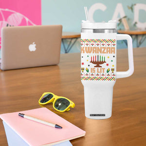 Funny Kwanzaa Is Lit Tumbler With Handle Ugly Sweater African Heritage Holiday Gift TS12 Print Your Wear