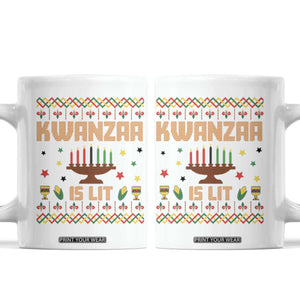 Funny Kwanzaa Is Lit Coffee Mug Ugly Sweater African Heritage Holiday Gift TS12 White Print Your Wear