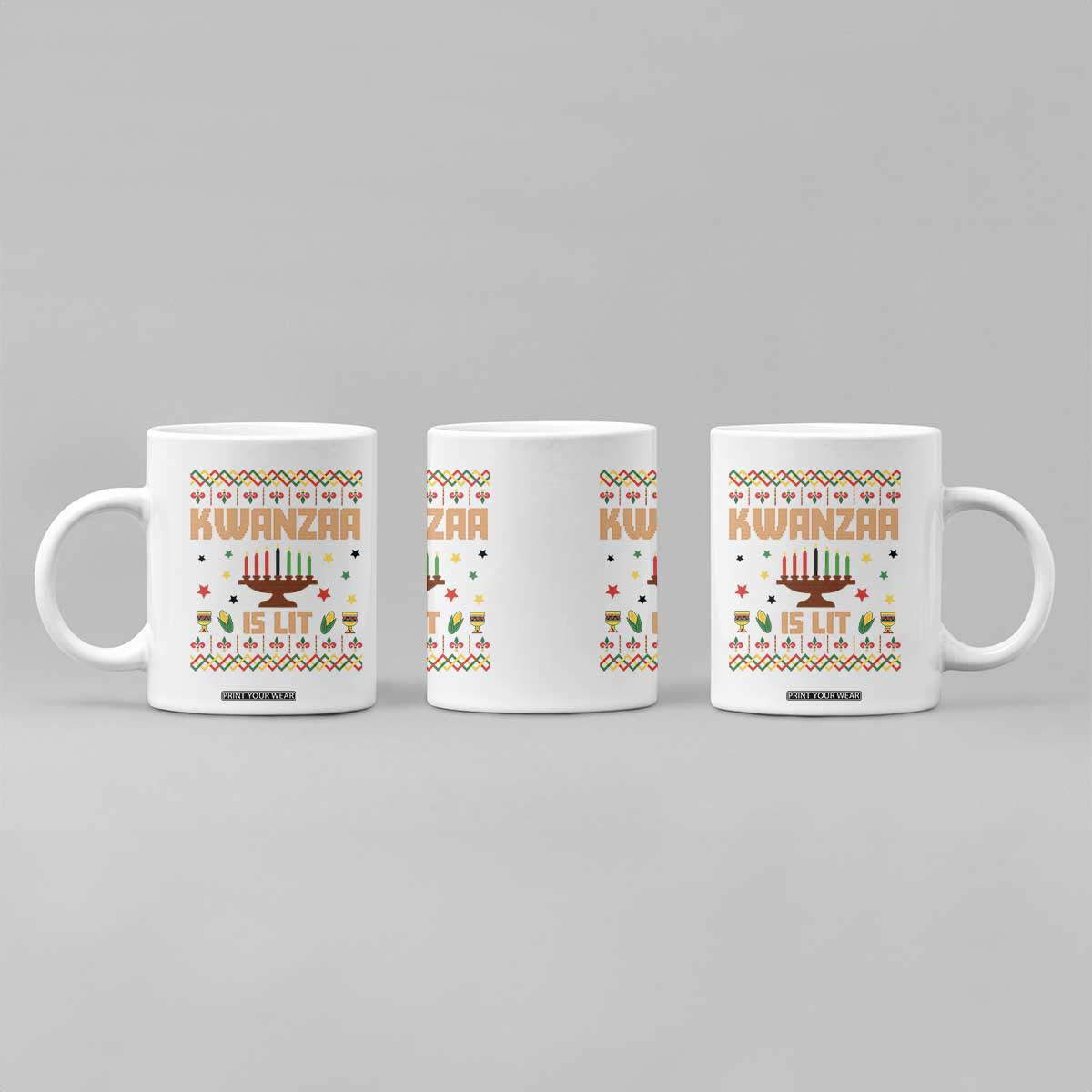 Funny Kwanzaa Is Lit Coffee Mug Ugly Sweater African Heritage Holiday Gift TS12 Print Your Wear