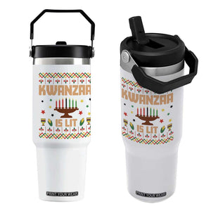 Funny Kwanzaa Is Lit Flip Straw Tumbler Ugly Sweater African Heritage Holiday Gift TS12 One Size: 30 oz White Print Your Wear