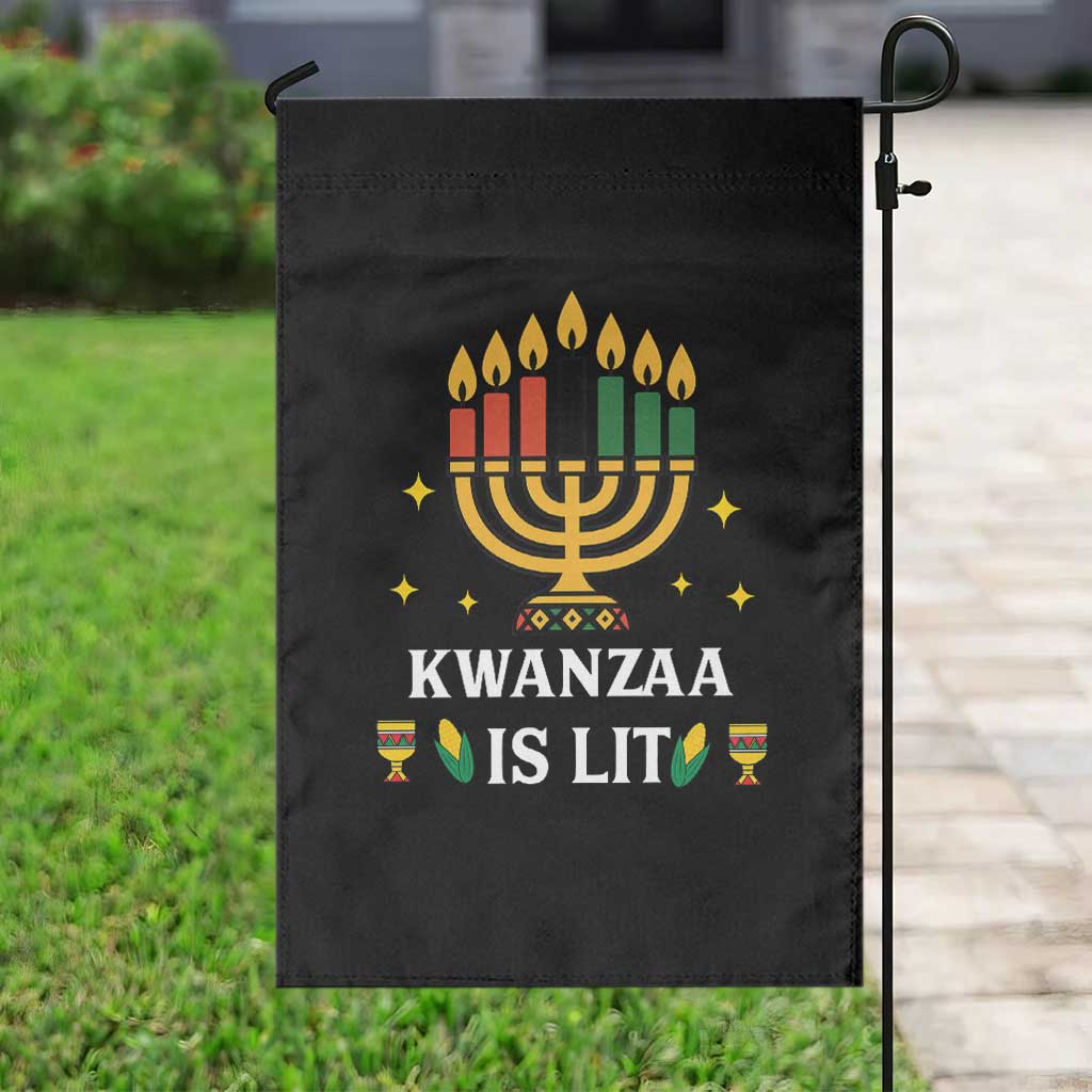 Kwanzaa Is Lit Garden Flag Funny African American Holiday Gift TS12 Print Your Wear
