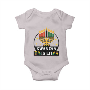 Kwanzaa Is Lit Baby Onesie Funny African American Holiday Gift TS12 Ice Gray Print Your Wear