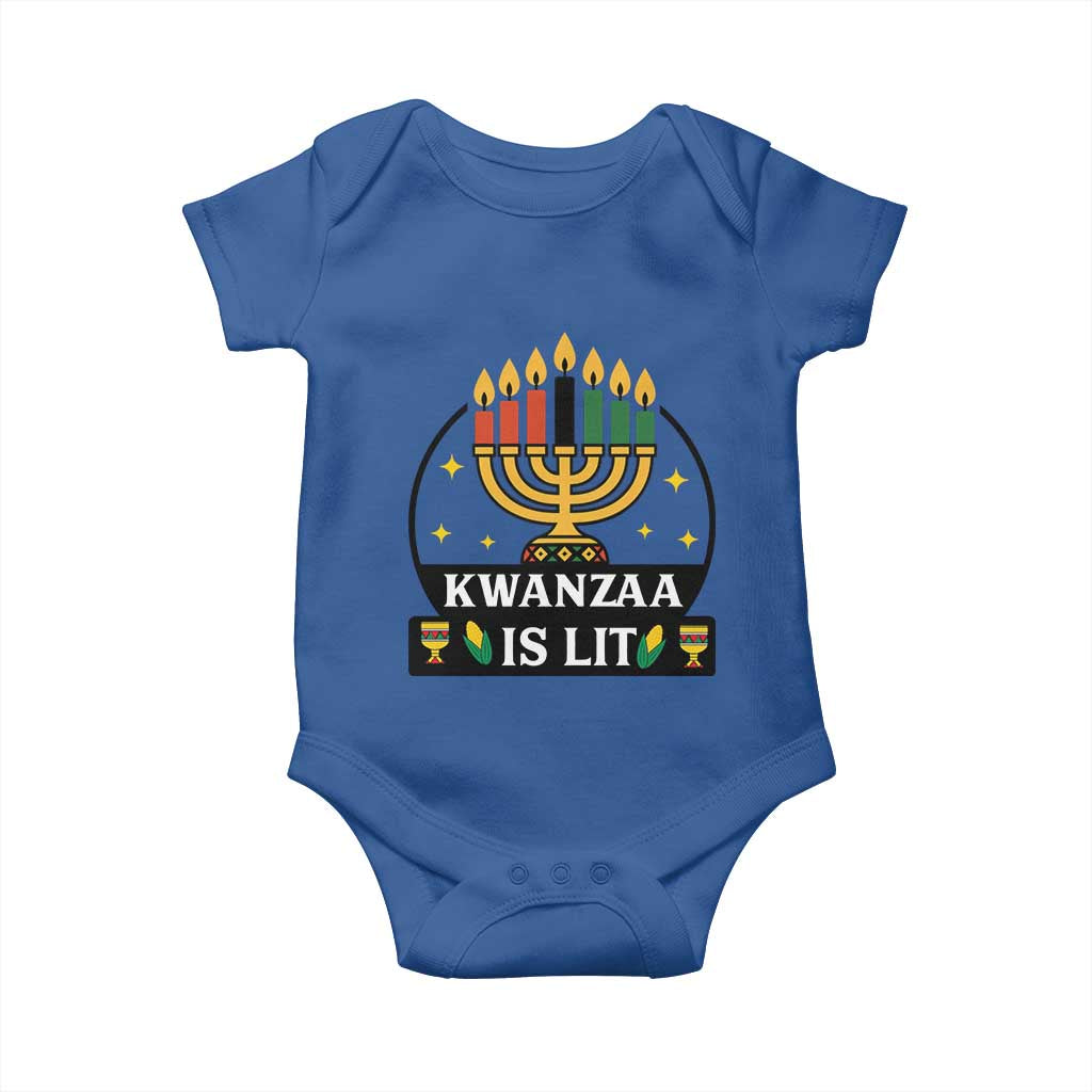 Kwanzaa Is Lit Baby Onesie Funny African American Holiday Gift TS12 Royal Blue Print Your Wear