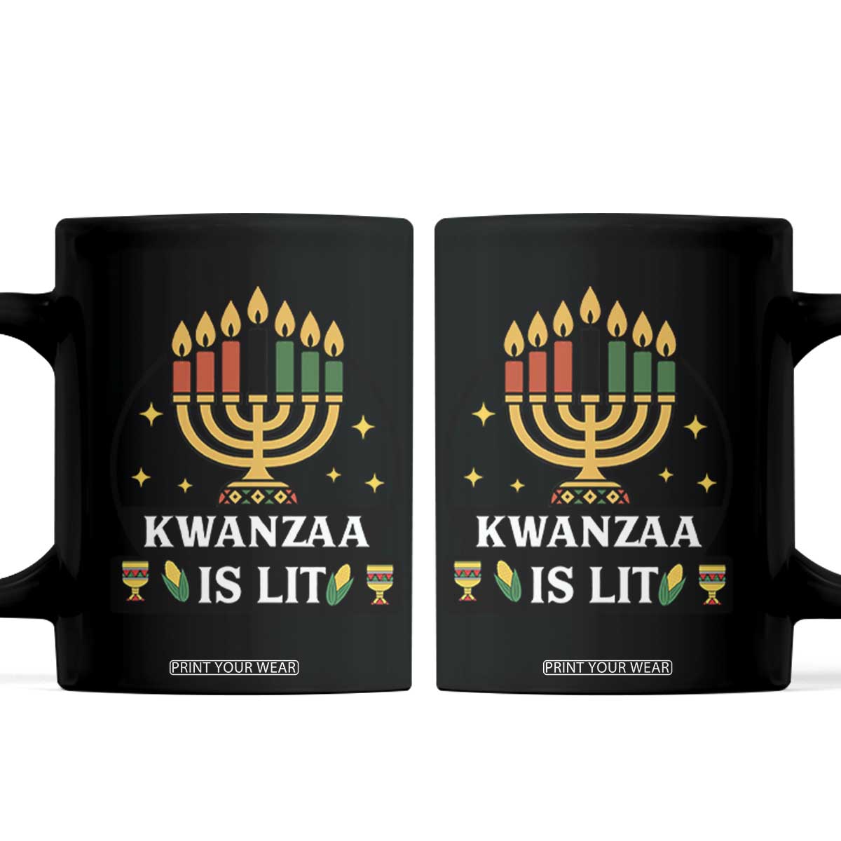 Kwanzaa Is Lit Coffee Mug Funny African American Holiday Gift TS12 Black Print Your Wear