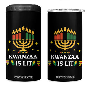 Kwanzaa Is Lit 4 in 1 Can Cooler Tumbler Funny African American Holiday Gift TS12 One Size: 16 oz Black Print Your Wear