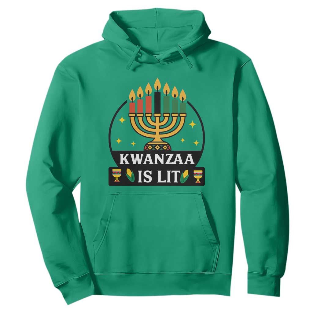 Kwanzaa Is Lit Hoodie Funny African American Holiday Gift TS12 Irish Green Print Your Wear