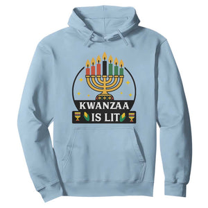 Kwanzaa Is Lit Hoodie Funny African American Holiday Gift TS12 Light Blue Print Your Wear
