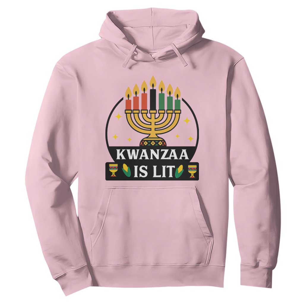 Kwanzaa Is Lit Hoodie Funny African American Holiday Gift TS12 Light Pink Print Your Wear