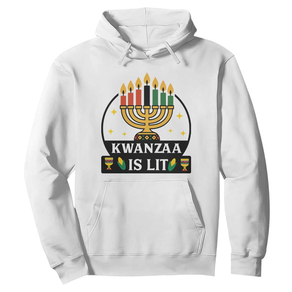 Kwanzaa Is Lit Hoodie Funny African American Holiday Gift TS12 White Print Your Wear