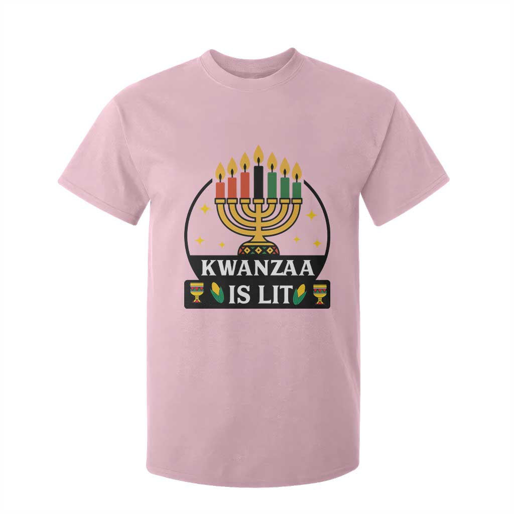 Kwanzaa Is Lit T Shirt For Kid Funny African American Holiday Gift TS12 Light Pink Print Your Wear