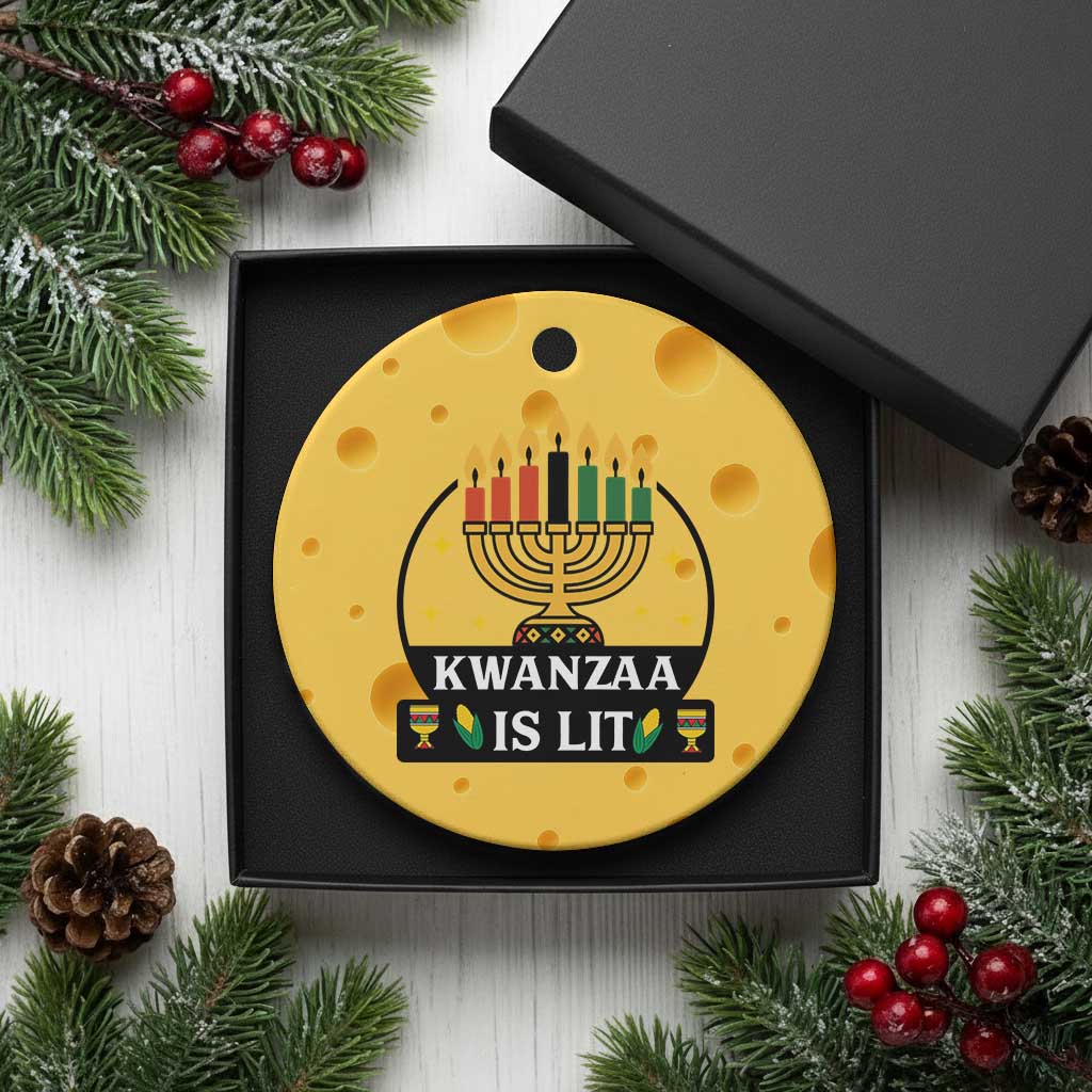 Kwanzaa Is Lit Ceramic Ornament Funny African American Holiday Gift TS12 1pc Yellow Cheese Print Your Wear