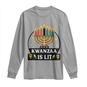 Kwanzaa Is Lit Long Sleeve Shirt Funny African American Holiday Gift TS12 Sport Gray Print Your Wear