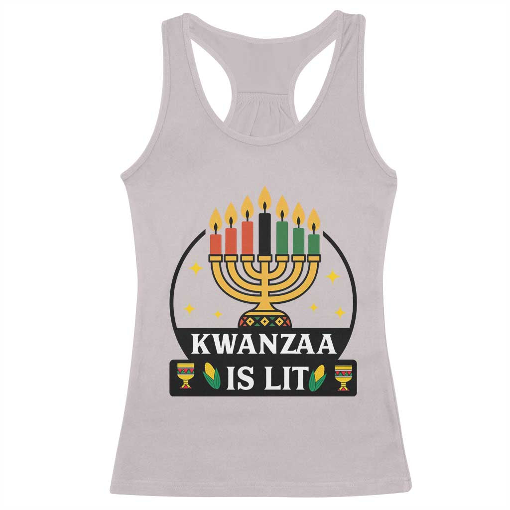 Kwanzaa Is Lit Racerback Tank Top Funny African American Holiday Gift TS12 Ice Gray Print Your Wear