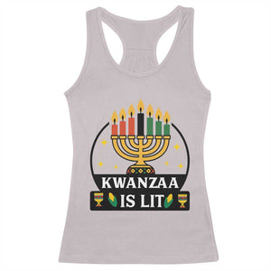 Kwanzaa Is Lit Racerback Tank Top Funny African American Holiday Gift TS12 Ice Gray Print Your Wear