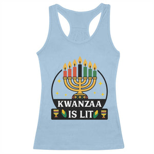 Kwanzaa Is Lit Racerback Tank Top Funny African American Holiday Gift TS12 Light Blue Print Your Wear