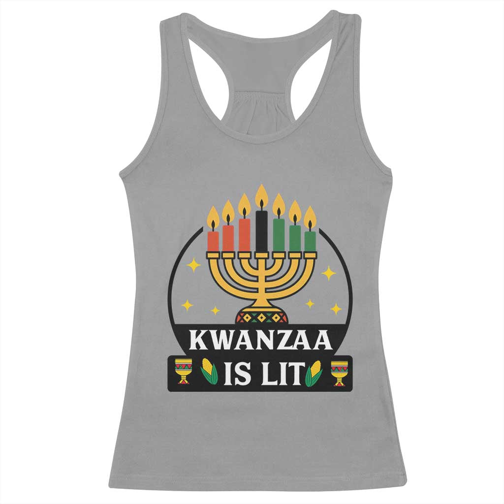 Kwanzaa Is Lit Racerback Tank Top Funny African American Holiday Gift TS12 Sport Gray Print Your Wear