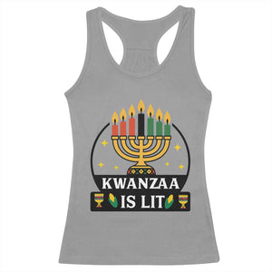 Kwanzaa Is Lit Racerback Tank Top Funny African American Holiday Gift TS12 Sport Gray Print Your Wear