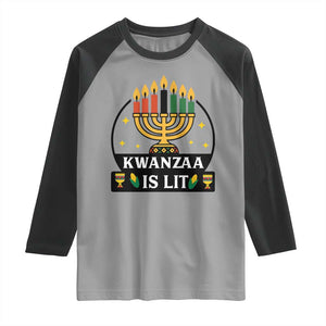 Kwanzaa Is Lit Raglan Shirt Funny African American Holiday Gift TS12 Sport Gray Black Print Your Wear