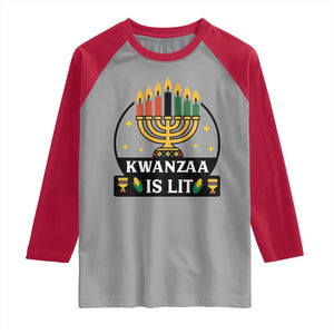 Kwanzaa Is Lit Raglan Shirt Funny African American Holiday Gift TS12 Sport Gray Red Print Your Wear
