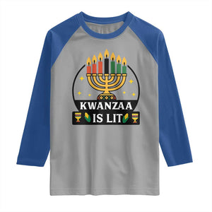 Kwanzaa Is Lit Raglan Shirt Funny African American Holiday Gift TS12 Sport Gray Royal Print Your Wear