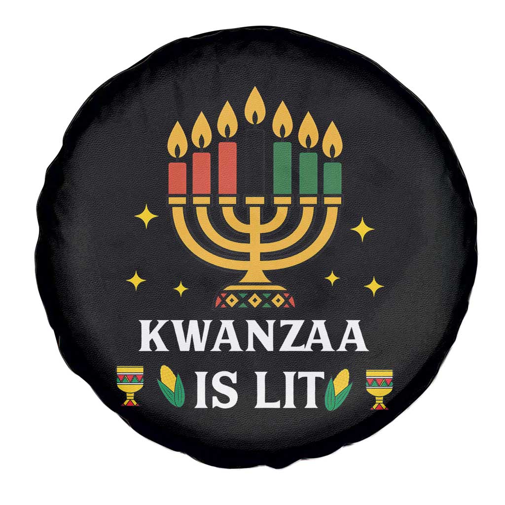 Kwanzaa Is Lit Spare Tire Cover Funny African American Holiday Gift TS12 Print Your Wear