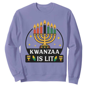 Kwanzaa Is Lit Sweatshirt Funny African American Holiday Gift TS12 Violet Print Your Wear