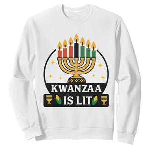 Kwanzaa Is Lit Sweatshirt Funny African American Holiday Gift TS12 White Print Your Wear